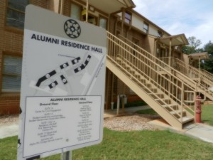 Alumni Residence hall sign